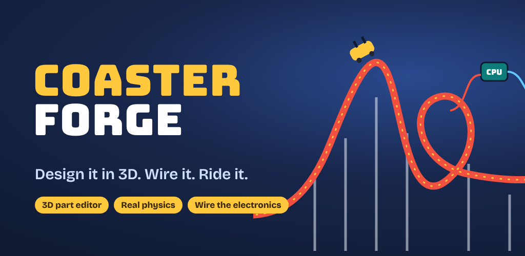 Coaster Forge — Design in 3D. Wire it. Ride it.